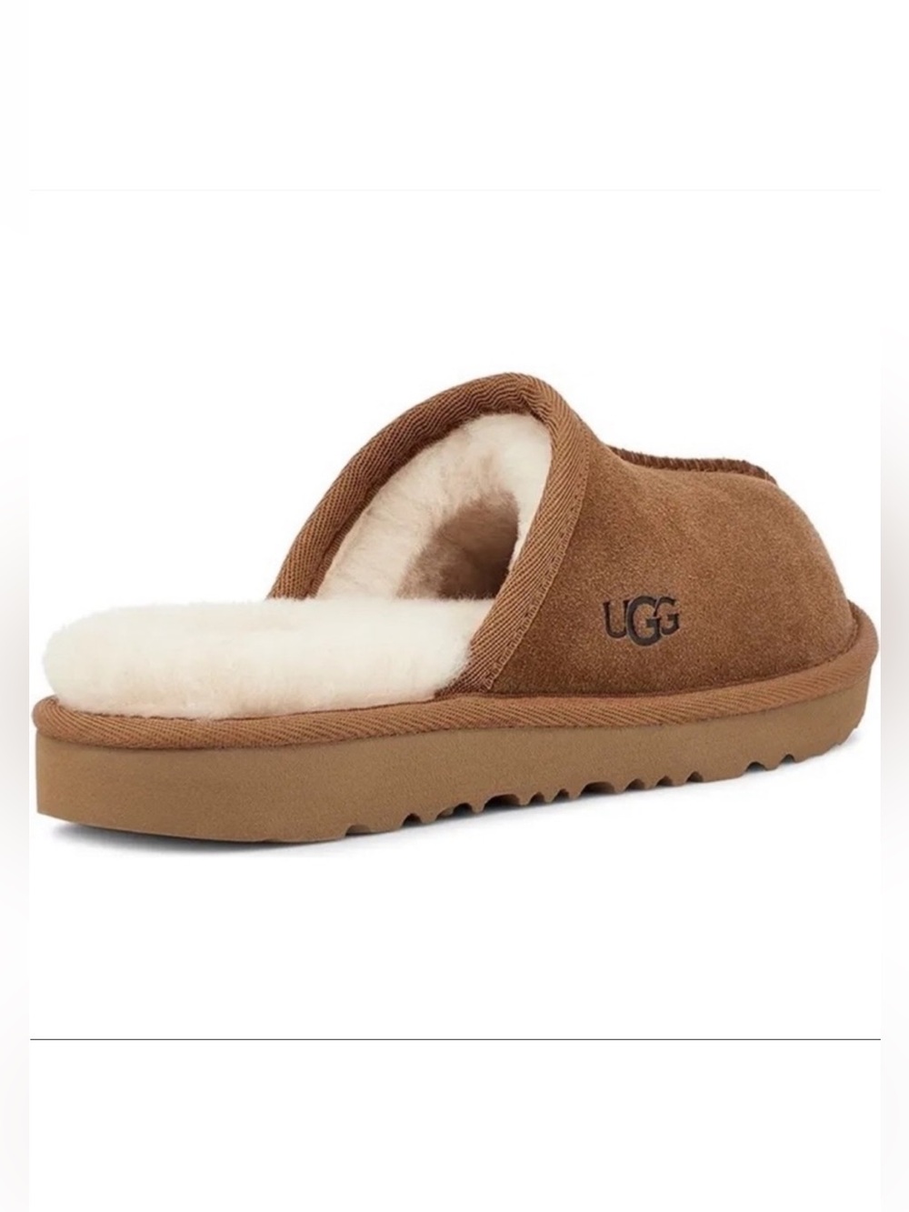 UGG Keegan Chestnut Suede Shearling Slide Slippers Big Kids Size 1 Cozy Comfort